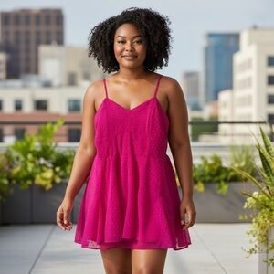 Womens Japna Hot Pink Chiffon Romper – Size XL